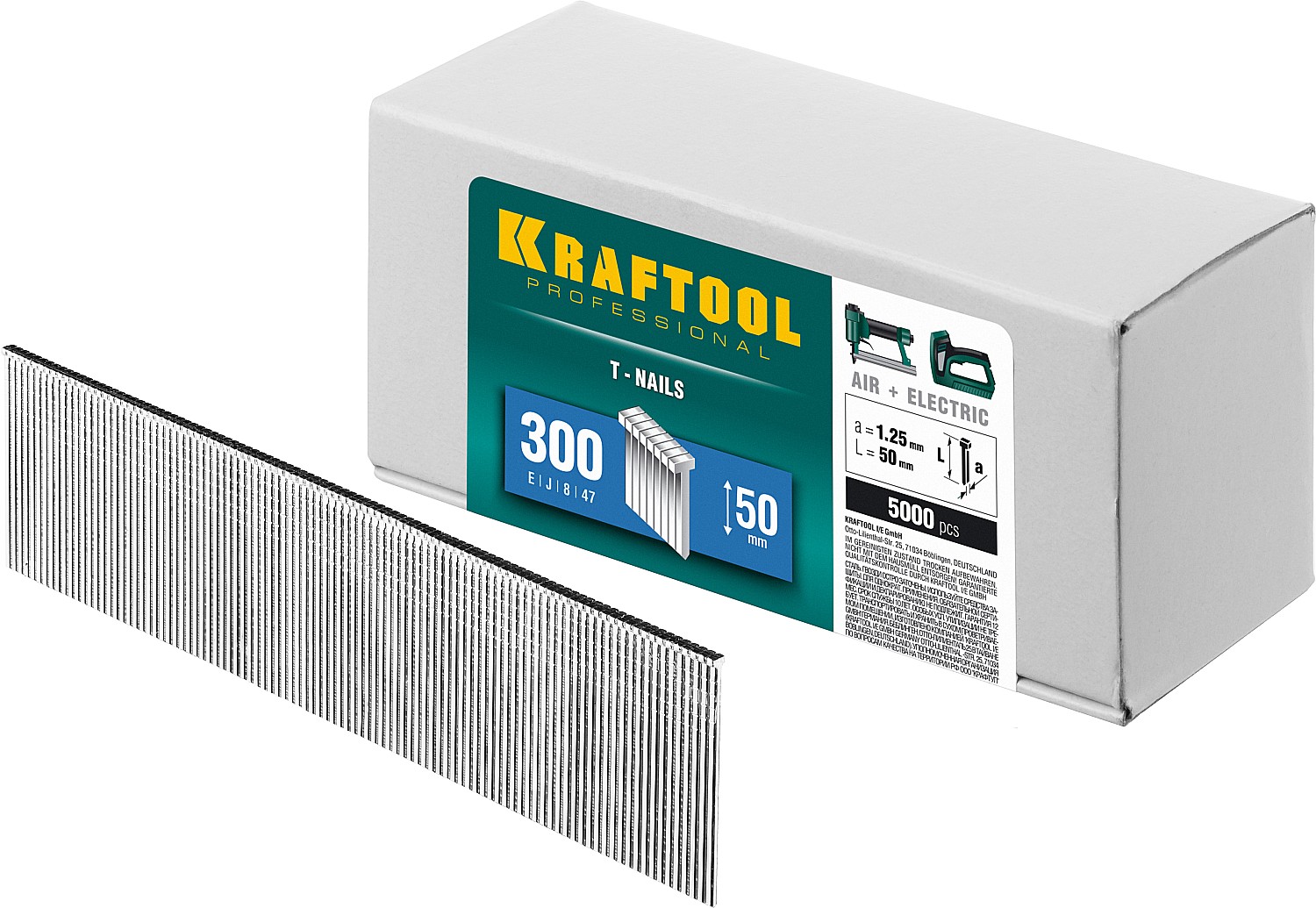 KRAFTOOL тип 18GA (47/300/F) 50 мм, 5000 шт, гвозди для нейлера (31785-50)