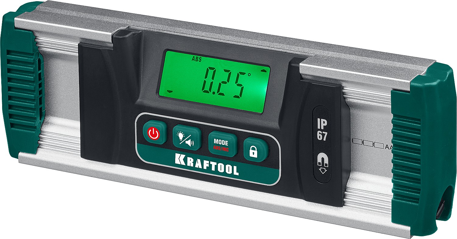 KRAFTOOL EXTREM, 0 — 360°, точность 0.05°, HOLD, IP67, электронный уровень-уклономер (34686)