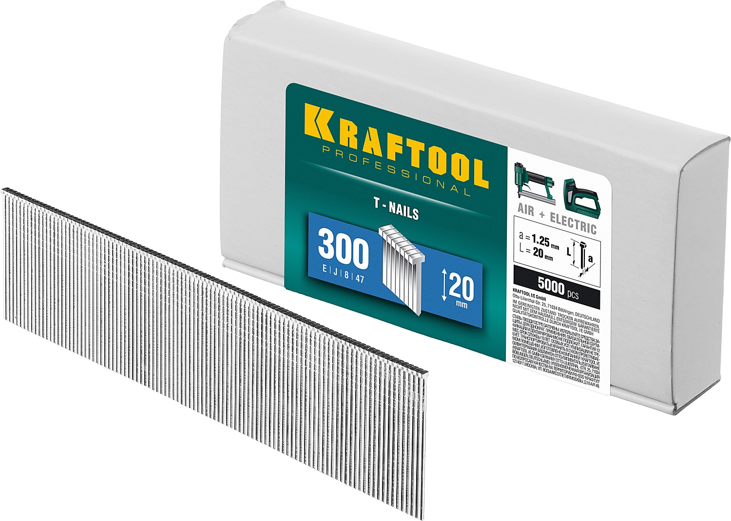 KRAFTOOL тип 18GA (47/300/F) 20 мм, 5000 шт, гвозди для нейлера (31785-20)