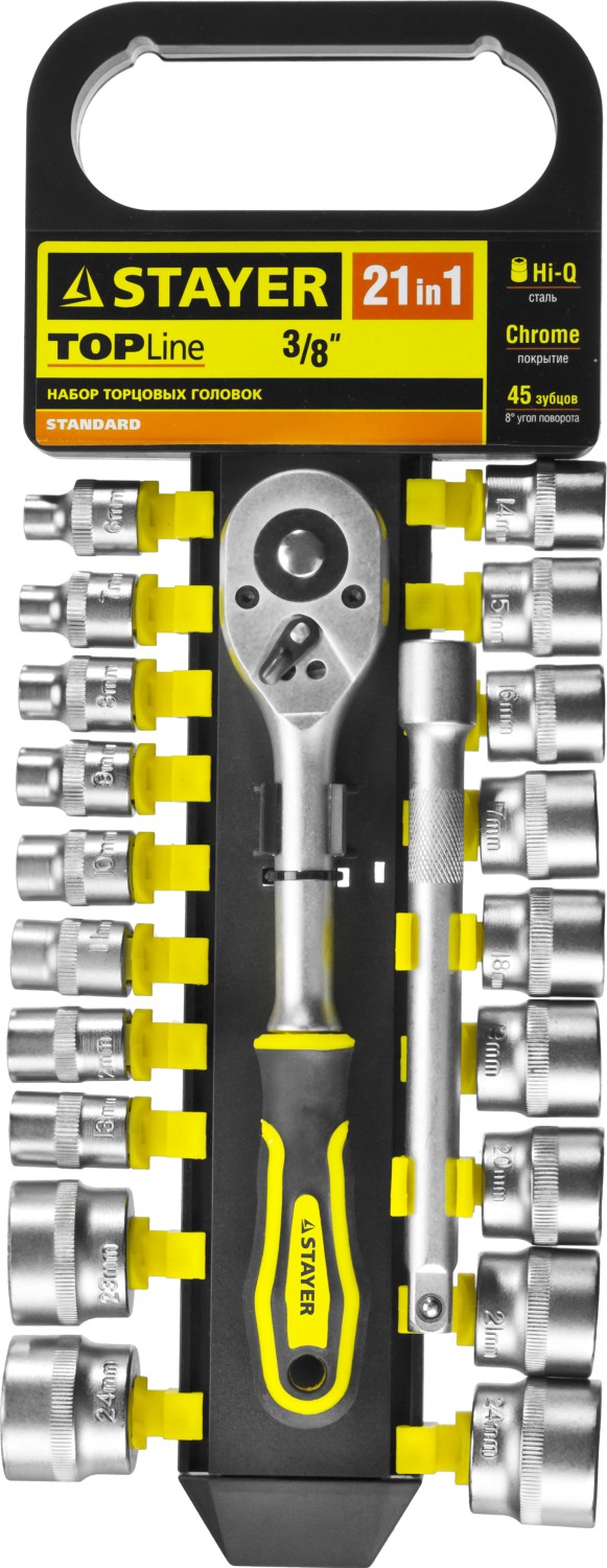 STAYER RSS 21M, 21 предм., (3/8″), набор торцовых головок (27752-H21)