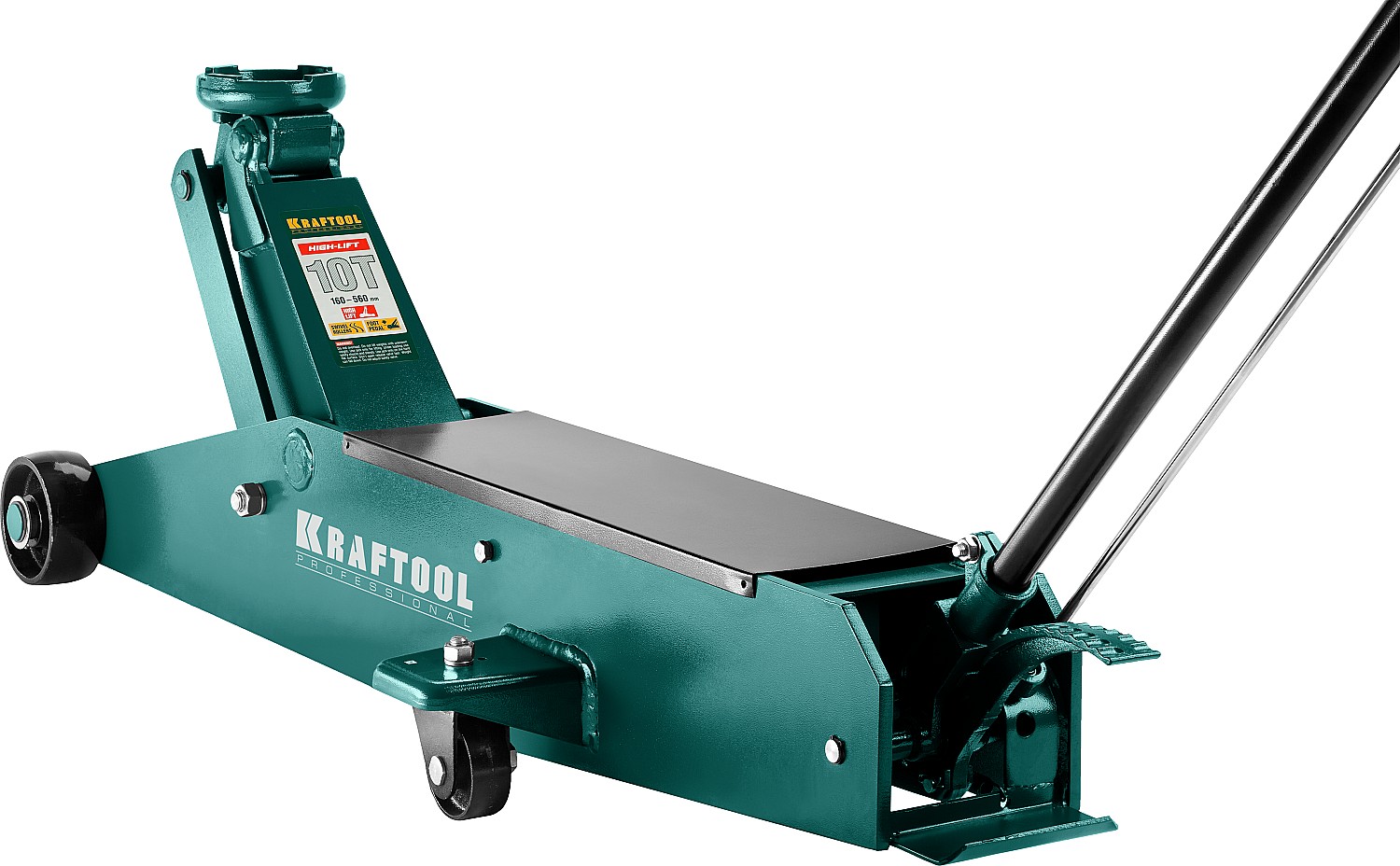 KRAFTOOL HIGH-LIFT, 10 т, 160 — 560 мм, для тяжелой техники, подкатной домкрат (43455-10)