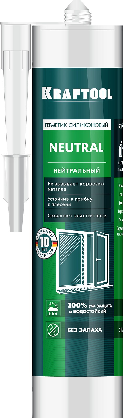 KRAFTOOL NEUTRAL, 300 мл, белый, нейтральный силиконовый герметик (41257-0)