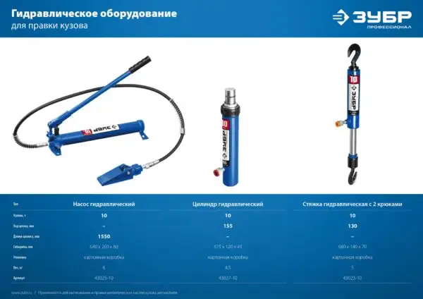 ЗУБР 10 т, гидравлическая стяжка, Профессионал (43023-10) — изображение 3