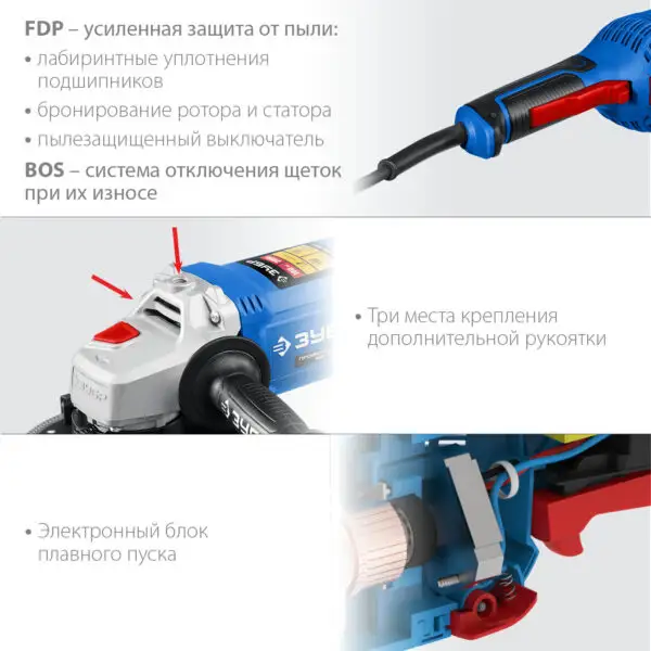 ЗУБР 2000 Вт, d180 мм, УШМ, Профессионал (УШМ-П180-2000 п) — изображение 6