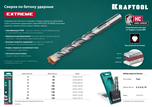 KRAFTOOL Extreme, 4 х 85 мм, цилиндр. хвостовик, сверло по бетону (29166-085-04) — изображение 6
