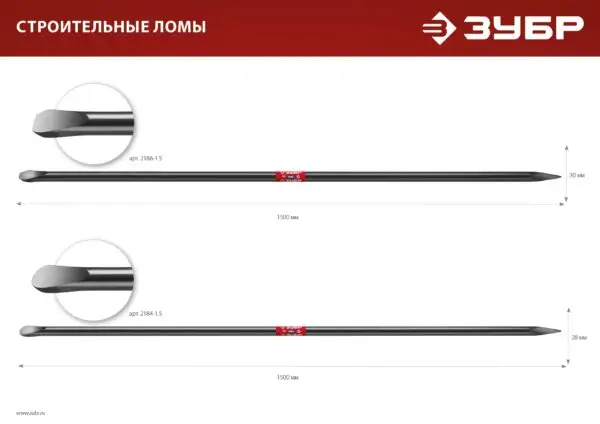 ЗУБР 1500 мм, d 28 мм, строительный лом (2184-1.5) — изображение 7