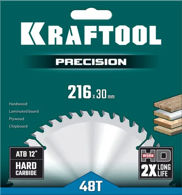 KRAFTOOL Precision, 216 х 30 мм, 48Т, пильный диск по дереву (36952-216-30) — изображение 2