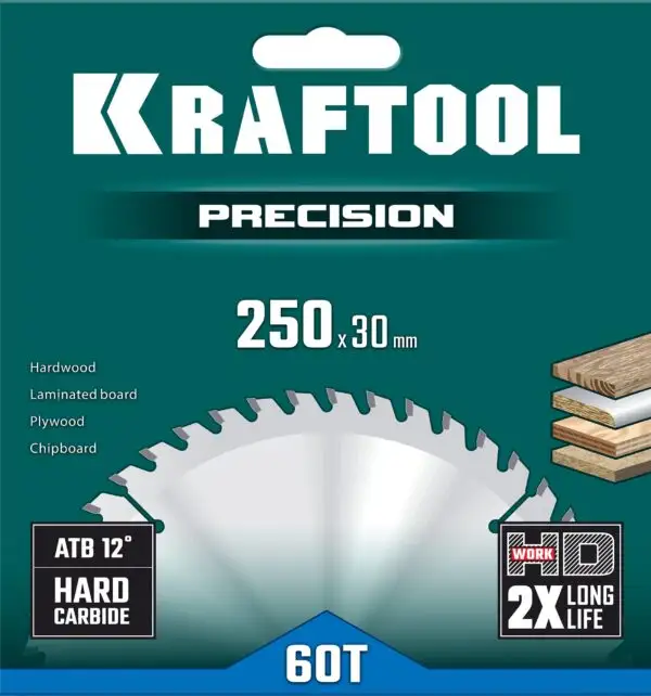 KRAFTOOL Precision, 250 х 30 мм, 60Т, пильный диск по дереву (36952-250-30) — изображение 2