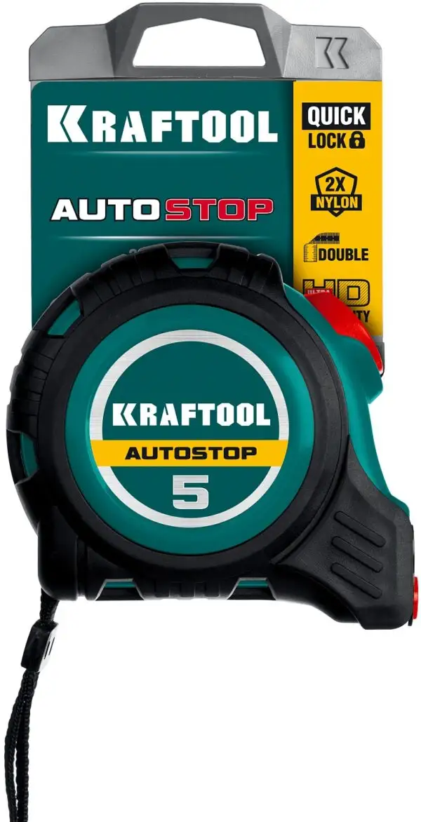KRAFTOOL AutoStop, 5 м х 19 мм, профессиональная рулетка с автостопом (3412-5-19) — изображение 2