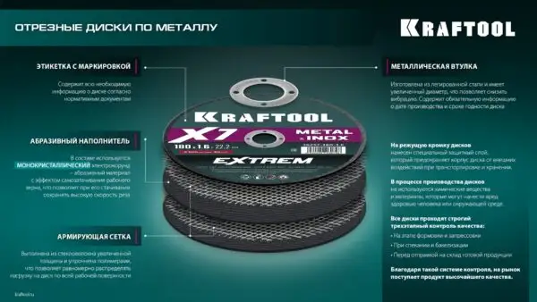 KRAFTOOL X7-EXTREM RAIL 350x4.0 / 25.4 мм по Ж/Д рельсам отрезной диск для бензореза (36258-350-4.0) — изображение 4