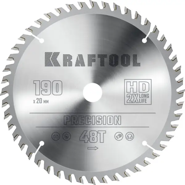 KRAFTOOL Precision, 190 х 20 мм, 48Т, пильный диск по дереву (36952-190-20)