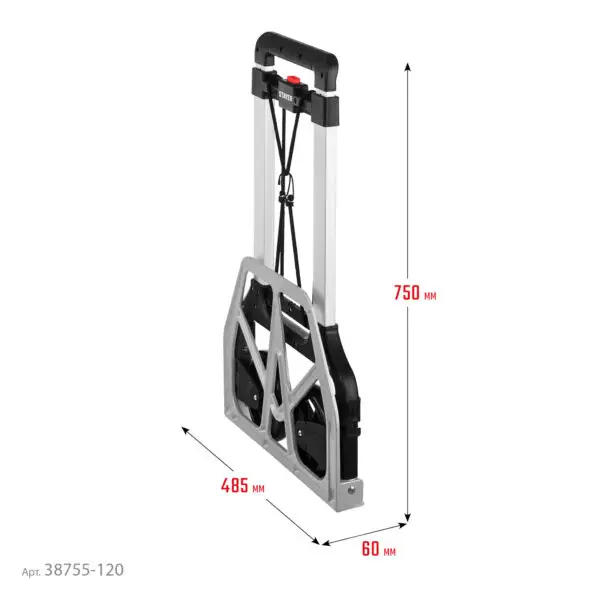 STAYER PROTruck, до 120 кг, из алюминиевого сплава, платформа 48.5 х 35 см, колеса d 16 см, вес 5 кг, складная хозяйственная тележка (38755-120) — изображение 8
