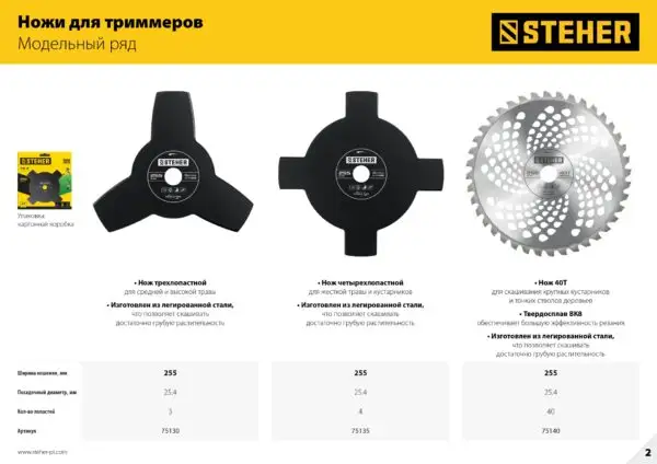 STEHER TB-4, 255 мм, 4T, нож для триммера (75135) — изображение 4