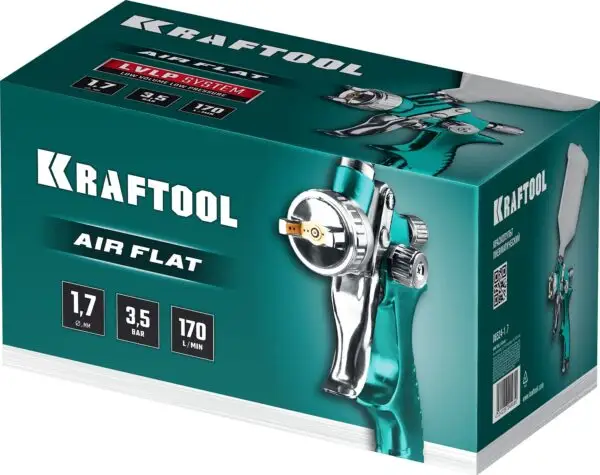 KRAFTOOL AirFlat, LVLP, 1.7 мм, пневматический краскопульт с верхним бачком (06524-1.7) — изображение 2