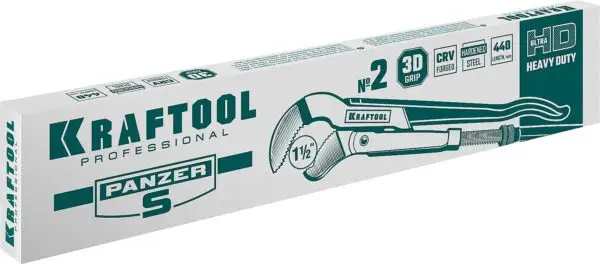 KRAFTOOL PANZER-S, №2, 1.5″, 440 мм, трубный ключ с изогнутыми губками (2733-15) — изображение 4