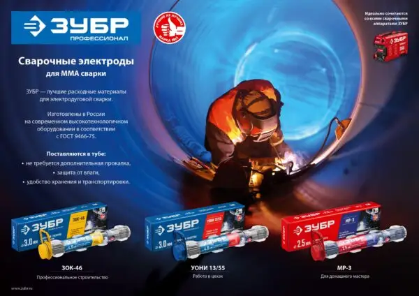 ЗУБР Д 2.5 х 350 мм, 1.5 кг в ПВХ тубе, ЗОК-46 рутил-целлюлозный, электрод сварочный, Профессионал (40031-2.5) — изображение 4