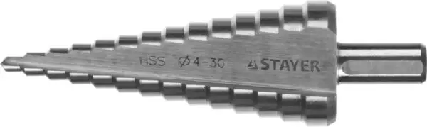 STAYER 4-30 мм, 14 ступеней, сталь HSS, ступенчатое сверло (29660-4-30-14)