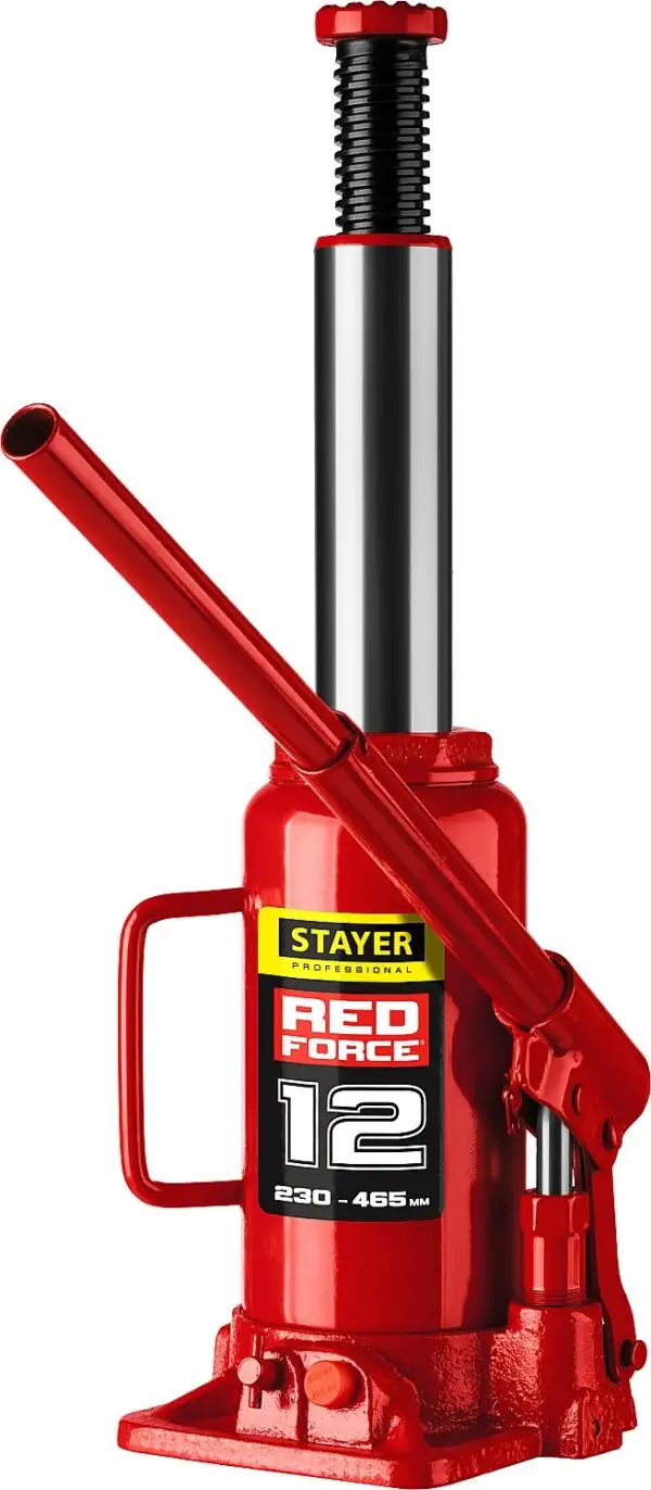 STAYER RED FORCE, 12 т, 230 - 465 мм, бутылочный гидравлический домкрат, Professional (43160-12) — изображение 4