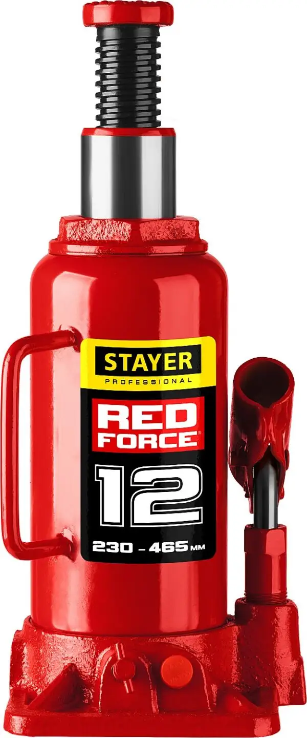 STAYER RED FORCE, 12 т, 230 - 465 мм, бутылочный гидравлический домкрат, Professional (43160-12) — изображение 5