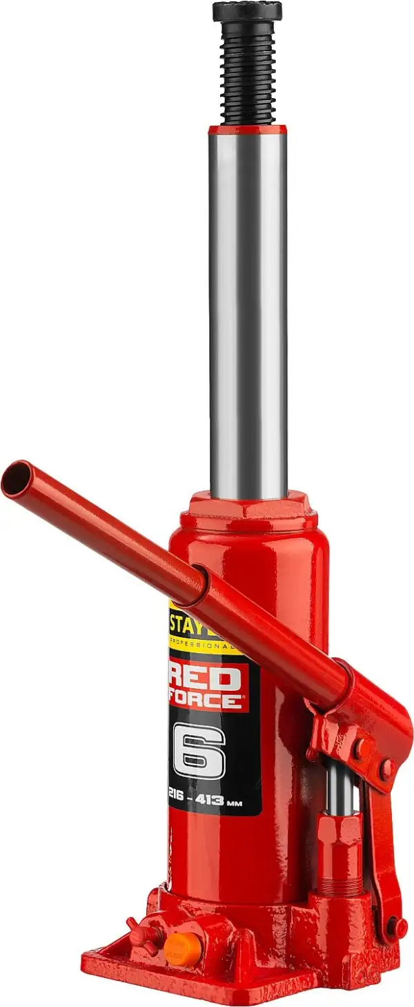 STAYER RED FORCE, 6 т, 216 - 413 мм, бутылочный гидравлический домкрат, Professional (43160-6) — изображение 4