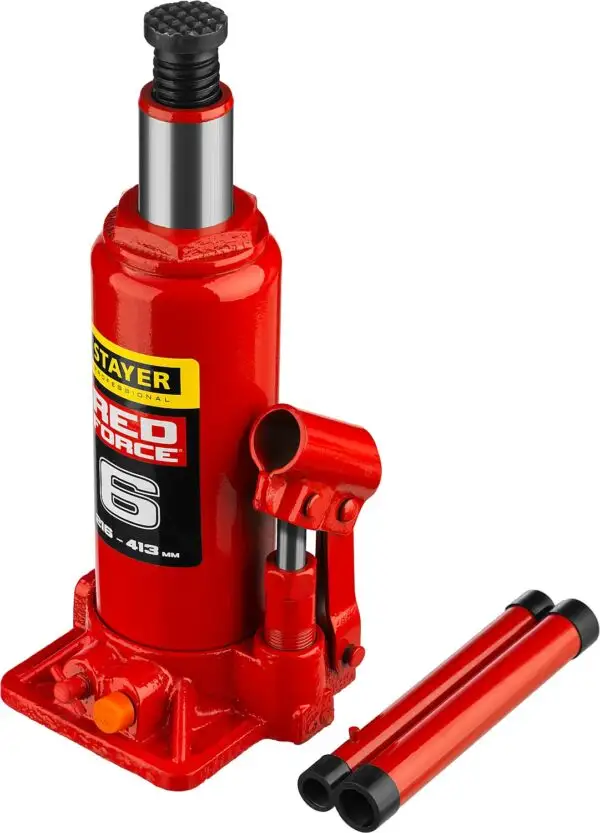 STAYER RED FORCE, 6 т, 216 - 413 мм, бутылочный гидравлический домкрат, Professional (43160-6) — изображение 6