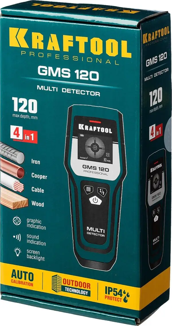 KRAFTOOL GMS 120, ЖК дисплей, универсальный детектор проводки (45298) — изображение 2