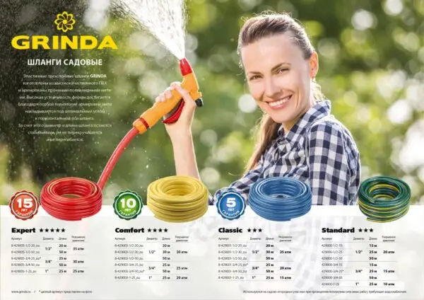 GRINDA STANDARD, 1/2″, 15 м, 20 атм, трёхслойный, армированный, поливочный шланг (429000-1/2-15) — изображение 4