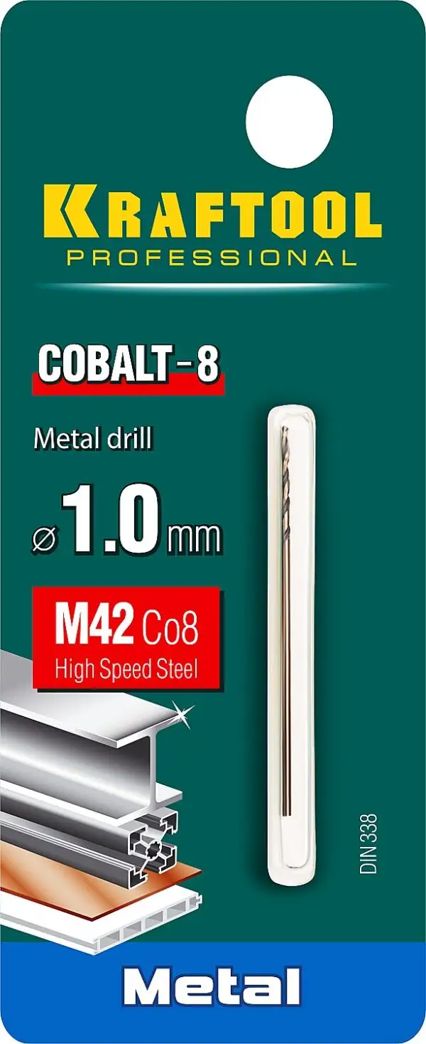 KRAFTOOL COBALT-8, 1.0 х 40 мм, сталь М42, HSS-Co(8%), сверло по металлу (29656-1) — изображение 6