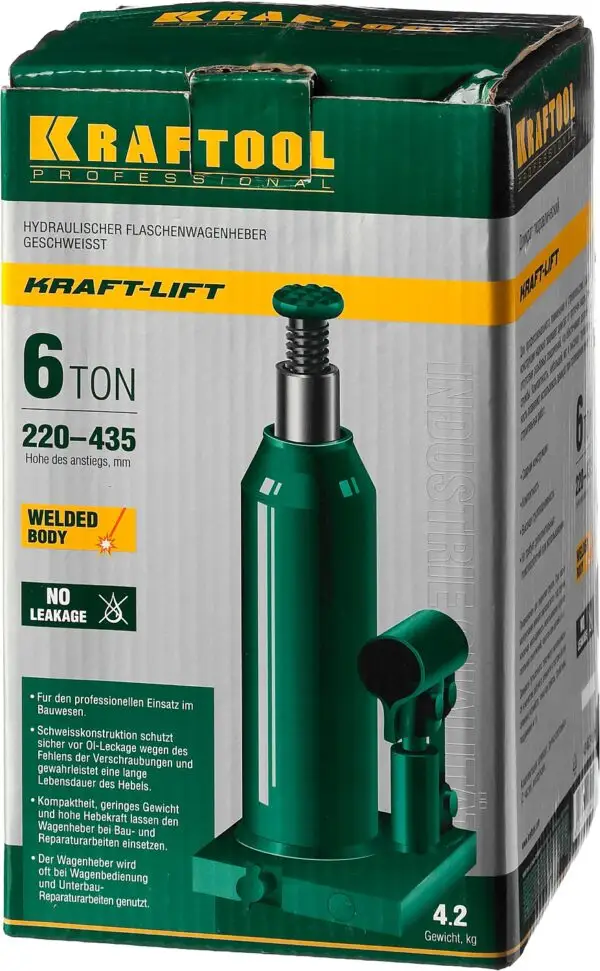 KRAFTOOL KRAFT-LIFT, 6 т, 216 - 413 мм, бутылочный гидравлический домкрат (43462-6) — изображение 11