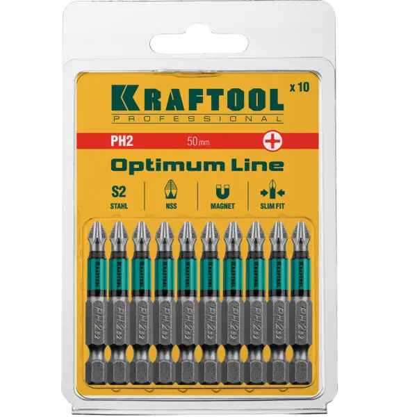 KRAFTOOL Optimum, PH2, 50 мм, 10 шт, биты (26122-2-50-10) — изображение 3
