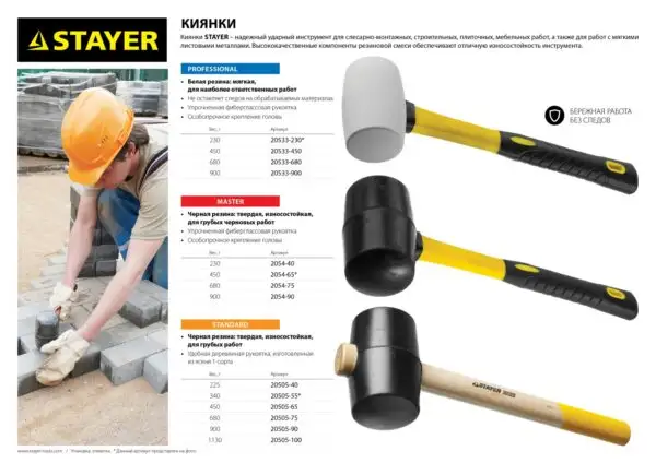 STAYER 450 г, белая, резиновая киянка, Professional (20533-450) — изображение 5