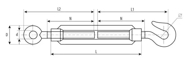 ЗУБР DIN 1480, М14, кованая натяжная муфта, 3 шт, талреп крюк-кольцо, Профессионал (4-304355-14) — изображение 3