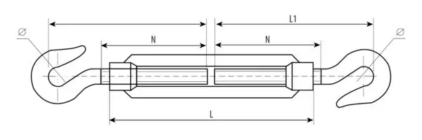ЗУБР DIN 1480, М10, кованая натяжная муфта, 6 шт, талреп крюк-крюк, Профессионал (4-304365-10) — изображение 3