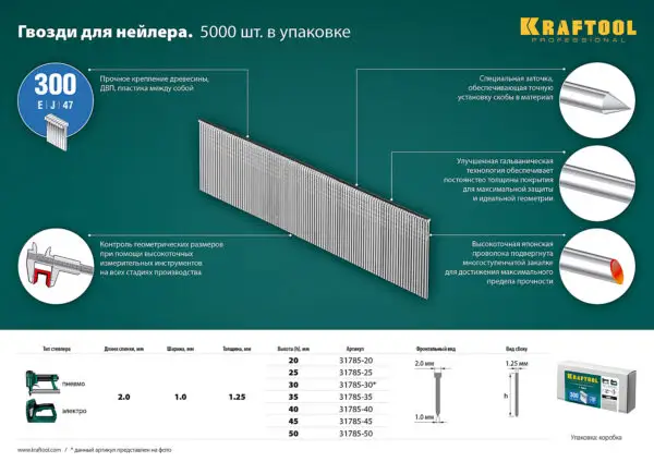 KRAFTOOL тип 18GA (47/300/F) 25 мм, 5000 шт, гвозди для нейлера (31785-25) — изображение 8