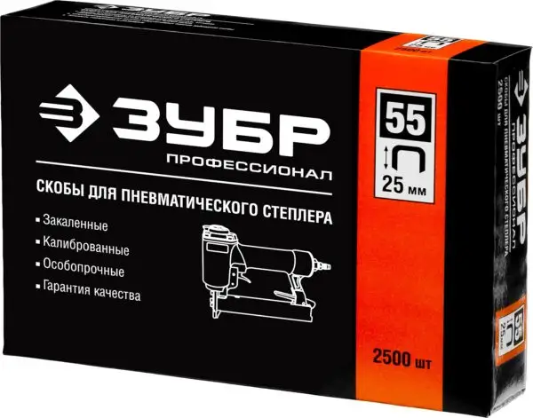ЗУБР тип 18GA (55/90/C) 25 мм, 2500 шт, скобы для степлера, Профессионал (31855-25) — изображение 6