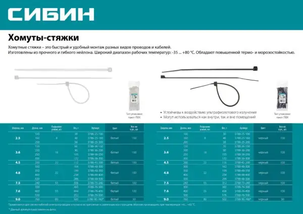 СИБИН ХС-Ч, 7.6 x 400 мм, нейлон РА66, 100 шт, черные, хомуты-стяжки (3788-76-400) — изображение 5