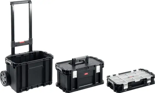 KETER SMART ROLLING, 564 х 373 х 700 мм, (22″), набор пластиковый ящик-тележка + ящик для инструментов + ящик органайзер (38390-22) — изображение 11