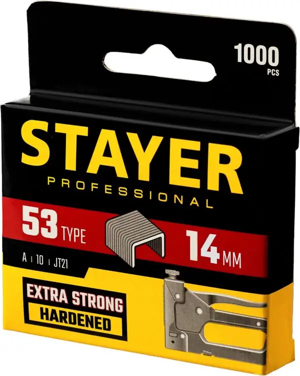 STAYER тип 53 (A/10/JT21), 14 мм, 1000 шт, калибр 23GA, скобы для степлера, Professional (3159-14) — изображение 5