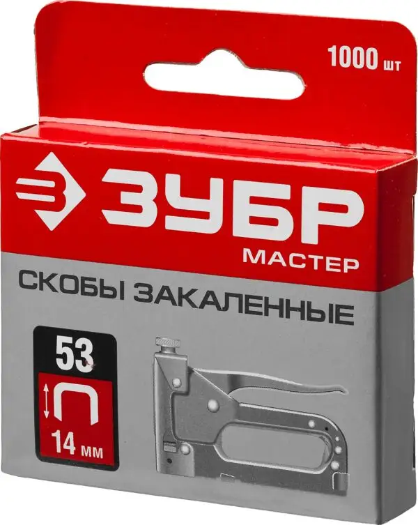 ЗУБР тип 53 (A/10/JT21) 14 мм, 1000 шт, калибр 23GA, скобы для степлера (31625-14) — изображение 8