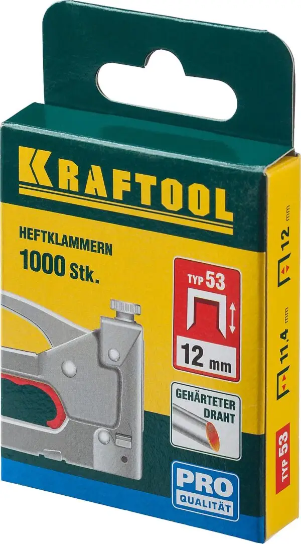 KRAFTOOL тип 53 (A/10/JT21) 12 мм, 1000 шт, калибр 23GA, скобы для степлера (31670-12) — изображение 5