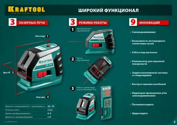 KRAFTOOL CL-70 #2, лазерный нивелир (34660-2) — изображение 19