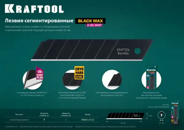 KRAFTOOL 25 мм, 5 шт, сегментированные лезвия (09602-25-S5) — изображение 4