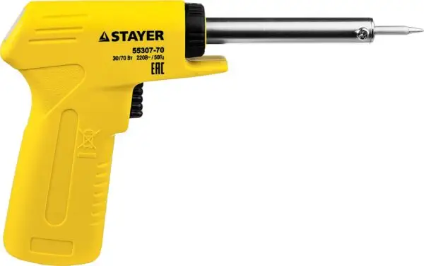 STAYER MAXTerm, 30 Вт + 70 Вт, 2 в 1, конус, электропаяльник с пистолетной рукояткой (55307-70) — изображение 9