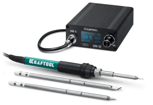 KRAFTOOL KPI-10, 50 - 480°C, 100 Вт, 3 жала Т12, программируемая паяльная станция (55343) — изображение 10